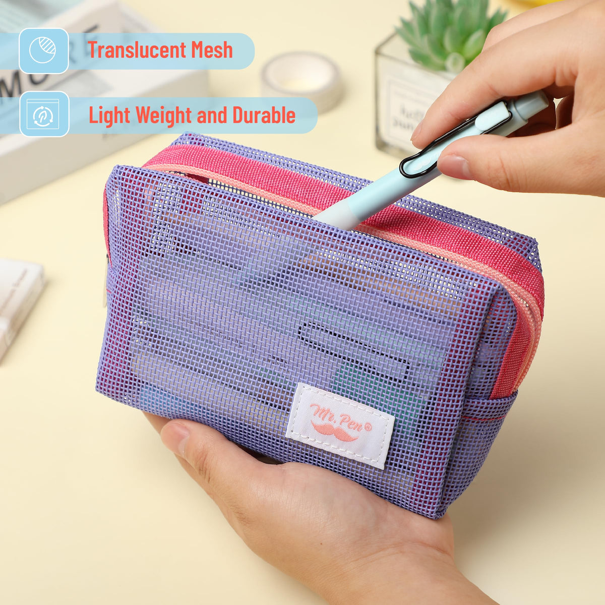 Mesh Pencil Case, Purple